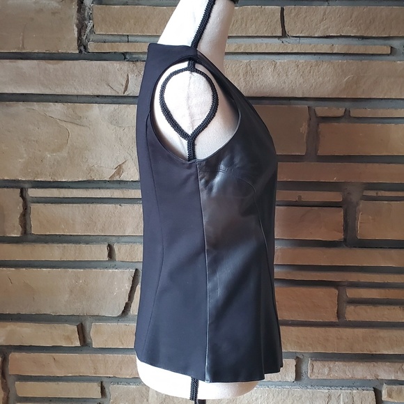 🥀ANTONIO MELANI Sexy Black Genuine Leather Top S - Picture 3 of 8